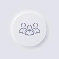 icono de grupo de personas, diseño de interfaz de usuario suave de neumorfismo blanco para diseño web, interfaz de usuario de aplicación y más, botón, vector. vector