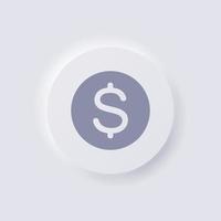 icono de moneda, diseño de interfaz de usuario suave de neumorfismo blanco para diseño web, interfaz de usuario de aplicación y más, botón, vector. vector