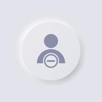 Person icon with minus symbol, White Neumorphism soft UI Design for Web design, Application UI and more, Button, Vector. vector