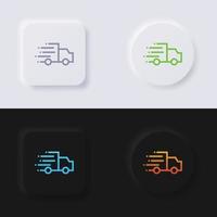 Delivery truck icon set, Multicolor neumorphism button soft UI Design for Web design, Application UI and more, Icon set, Button, Vector. vector