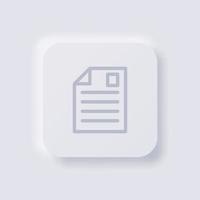 Paper icon, White Neumorphism soft UI Design for Web design, Application UI and more, Button, Vector. vector