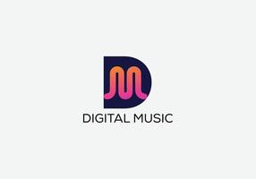 Digital Music Abstract D M letter modern initial logo design vector