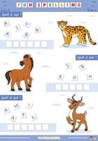 Fun spelling game animals Part 1 vector