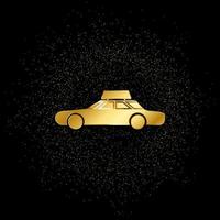 coche, taxi, icono de oro de la cartelera. ilustración vectorial de fondo de partículas doradas. icono de vector de oro