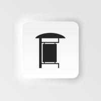 Public Transport Stop with bilboard neumorphic style vector icon and Place for Message .