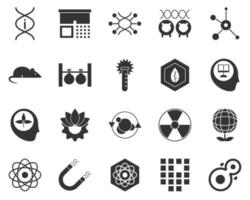 Cell, division. Bioengineering glyph icons set. Biotechnology for health, researching, materials creating. Molecular biology, biomedical and molecular engineering . vector