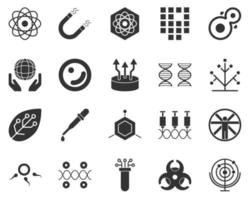 Radar. Bioengineering glyph icons set. Biotechnology for health, researching, materials creating. Molecular biology, biomedical and molecular engineering . vector