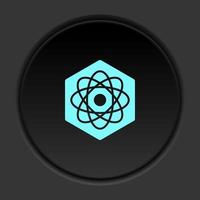Round button icon, Biotechnology, atom. Button banner round, badge interface for application illustration on dark background vector