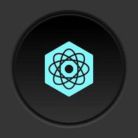 Round button icon, Biotechnology, atom. Button banner round, badge interface for application illustration on dark background vector