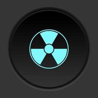 Round button icon, Radiation, danger, sign. Button banner round, badge interface for application illustration on dark background vector