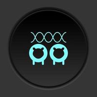 Round button icon, Cloning, dna, sheep. Button banner round, badge interface for application illustration on dark background vector