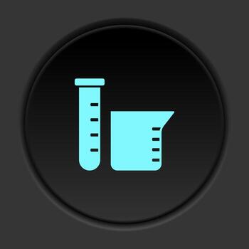 Round button icon, Laboratory, flask. Button banner round, badge interface for application illustration on dark background vector