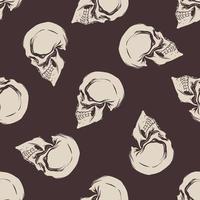 Hendrow skull pattern on a dark brown background for print and decoration. Vector illustration.