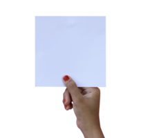 mano que sostiene la tarjeta de papel blanco en blanco para el diseño de maquetas png