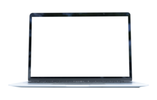 Laptop isolated with blank white screen for mockups png