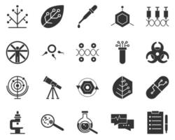 Clipboard, biology, pen. Bioengineering glyph icons set. Biotechnology for health, researching, materials creating. Molecular biology, biomedical and molecular engineering . vector