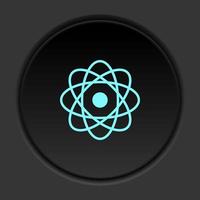 Round button icon, Atoms. Button banner round, badge interface for application illustration on dark background vector