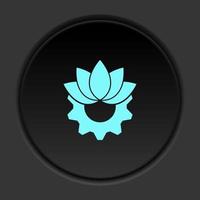 Round button icon, Ecological, biology, gear. Button banner round, badge interface for application illustration on dark background vector