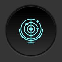 Round button icon, Radar. Button banner round, badge interface for application illustration on dark background vector