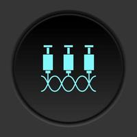 Round button icon, Genes, syringe. Button banner round, badge interface for application illustration on dark background vector