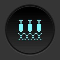 Round button icon, Genes, syringe. Button banner round, badge interface for application illustration on dark background vector