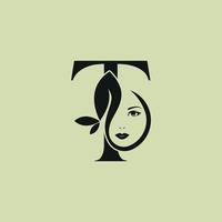 Vector Illustration of Monogram Beauty logo letter T