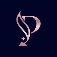 cosmetic beauty logo brand letter P vector