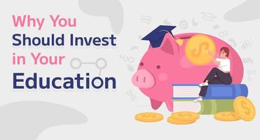 Reasons to save for education flat vector banner template