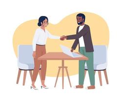 Successful job interview 2D vector isolated illustration