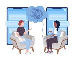 Consultation with psychologist flat concept vector illustration. Online session with therapist. Editable 2D cartoon characters on white for web design. Creative idea for website, mobile, presentation