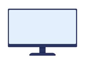 Computer monitor semi flat color vector element. Portable display. Electronics. Editable item. Full sized object on white. Simple cartoon style illustration for web graphic design and animation