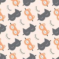 pattern of a fox and a cat sleeping mask vector