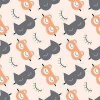 pattern of a fox and a cat sleeping mask vector