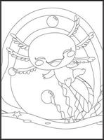 Axolotl Coloring Pages for kids vector