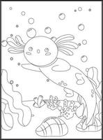 Axolotl Coloring Pages for kids vector