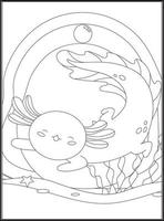 Axolotl Coloring Pages for kids vector