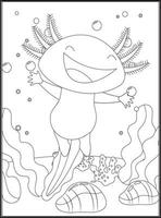 Axolotl Coloring Pages for kids vector