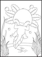 Axolotl Coloring Pages for kids vector