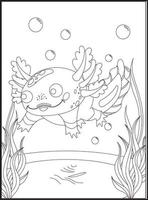 Axolotl Coloring Pages for kids vector