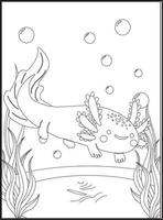 Axolotl Coloring Pages for kids vector