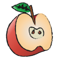 appel voor de helft plak geïsoleerd Aan transparant achtergrond , fruit lijn kunst geïsoleerd png