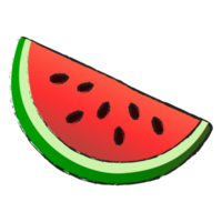 meia fatia de melancia isolada em fundo transparente, arte de linha de frutas isolada png