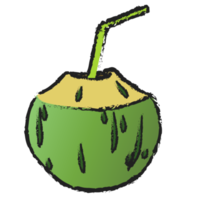 boisson à l'eau de noix de coco isolée sur fond transparent, dessin au trait de fruits isolé png