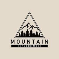 Ilustración de vector de diseño de logotipo de montaña, aventura al aire libre.