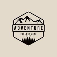 Ilustración de vector de diseño de logotipo de aventura de montaña, aventura al aire libre.