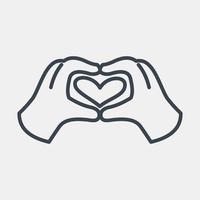 Icon heart shaped hand. Valentine day celebration elements. Icons in line style. Good for prints, posters, logo, party decoration, greeting card, etc. vector