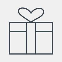 icono de regalo de san valentín. elementos de celebración del día de san valentín. iconos en estilo de línea. bueno para impresiones, carteles, logotipos, decoración de fiestas, tarjetas de felicitación, etc. vector