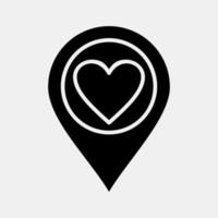 Icon love location. Valentine day celebration elements. Icons in glyph style. Good for prints, posters, logo, party decoration, greeting card, etc. vector
