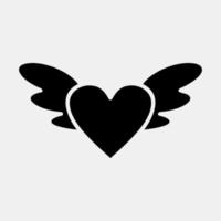 Icon heart with wings. Valentine day celebration elements. Icons in glyph style. Good for prints, posters, logo, party decoration, greeting card, etc. vector