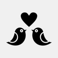 Icon love doves. Valentine day celebration elements. Icons in glyph style. Good for prints, posters, logo, party decoration, greeting card, etc. vector